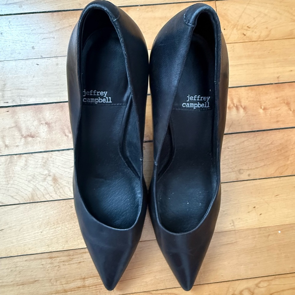 Jeffrey Campbell Black Leather Pointed Heels